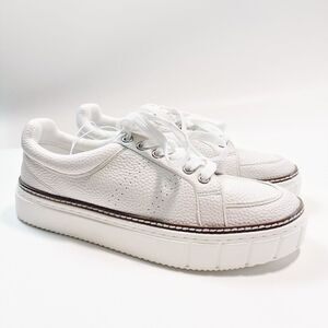 Vince Camuto Rezelli Lace-Up Platform Sneaker White Leather Size 8.5 NWOB